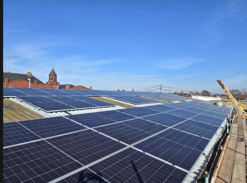 Commercial rooftop solar panel installation